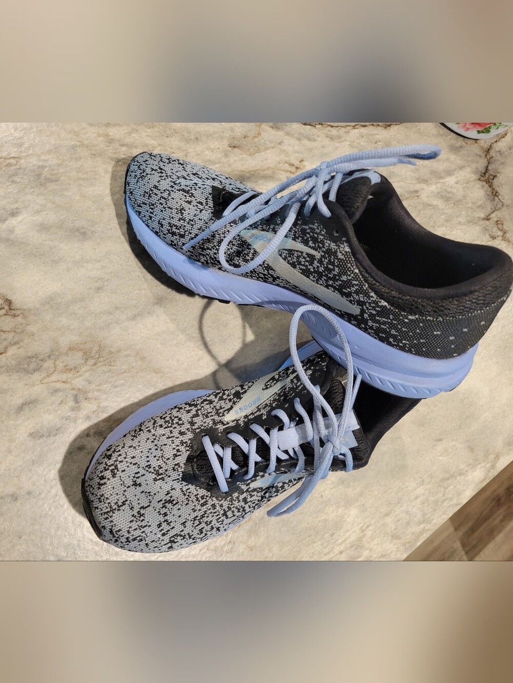 Brooks Light Blue and Black Knit Running Sneakers